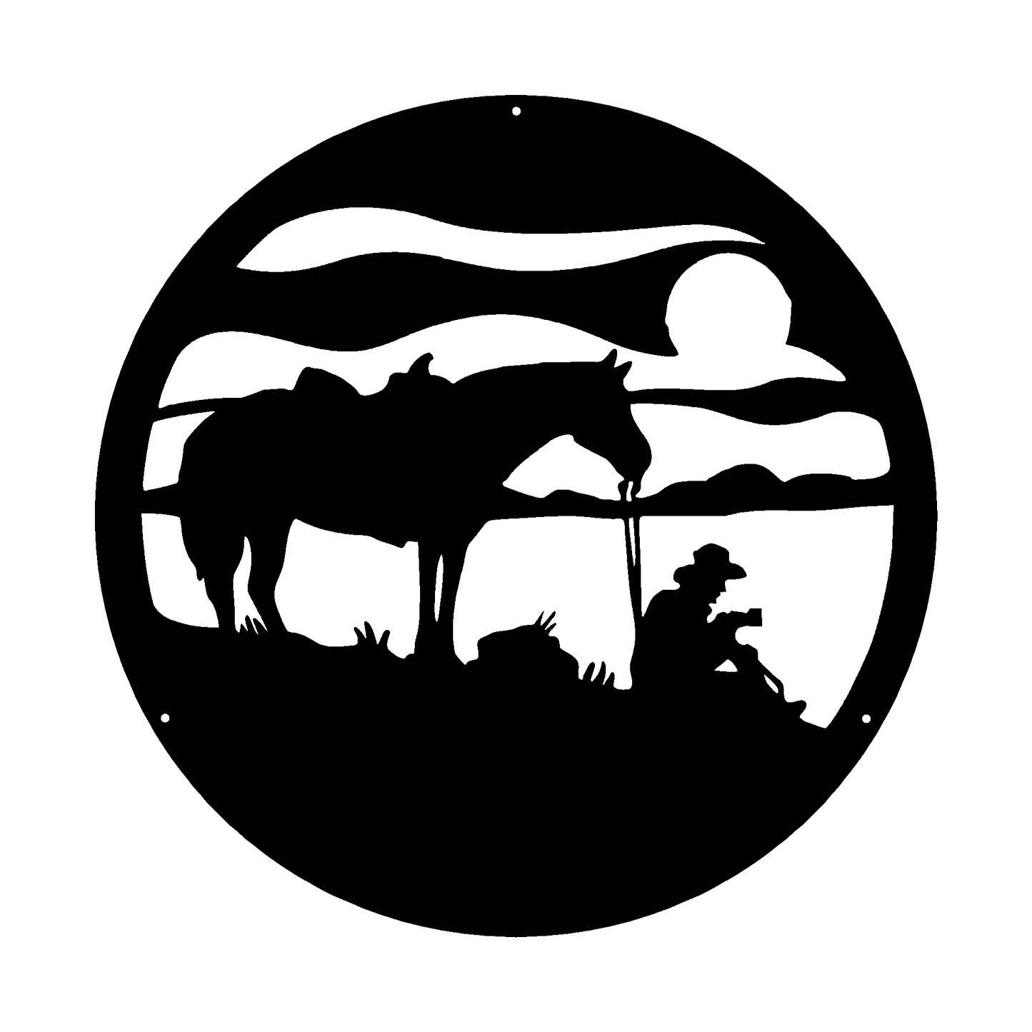 Hiljaisuus – hevosaiheinen metallikyltti
