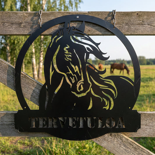 Katse – hevosaiheinen metallikyltti