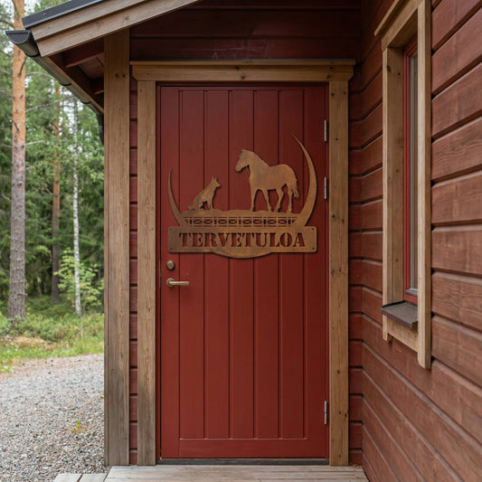 Hevonen ja koira metallikyltti