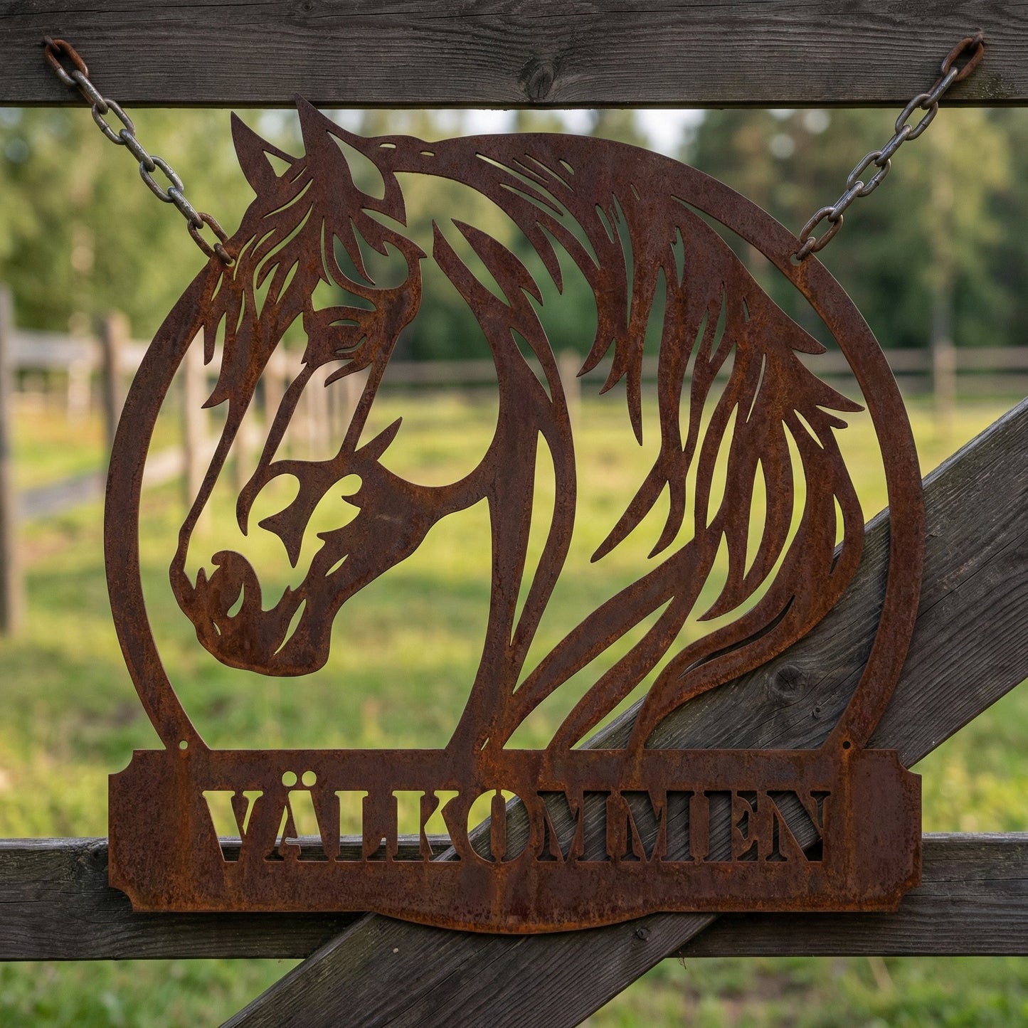 Hevosaiheinen tervetuloa metallikyltti