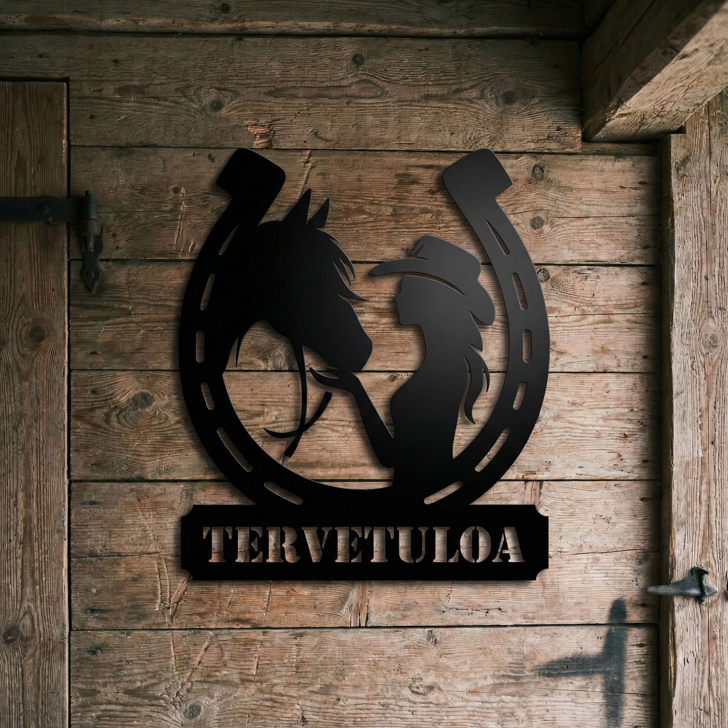 Sielunkumppanit – hevosaiheinen metallikyltti