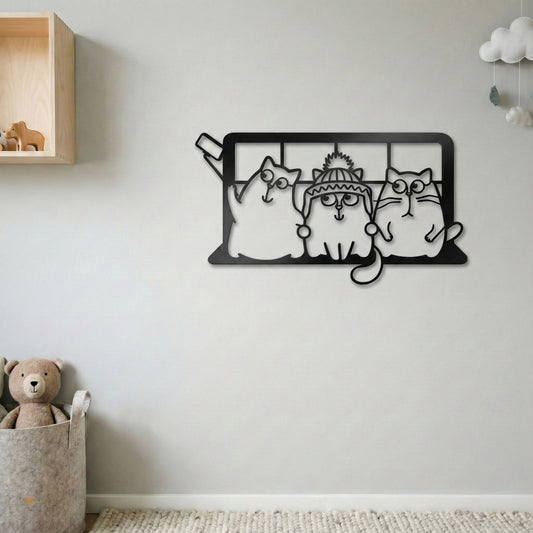 Kissaselfie metallinen seinäkoriste