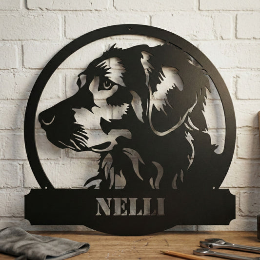 Kultainennoutaja kustomoitava metallikyltti