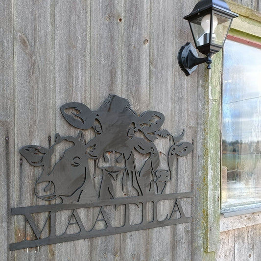 Lehmät metallikyltti