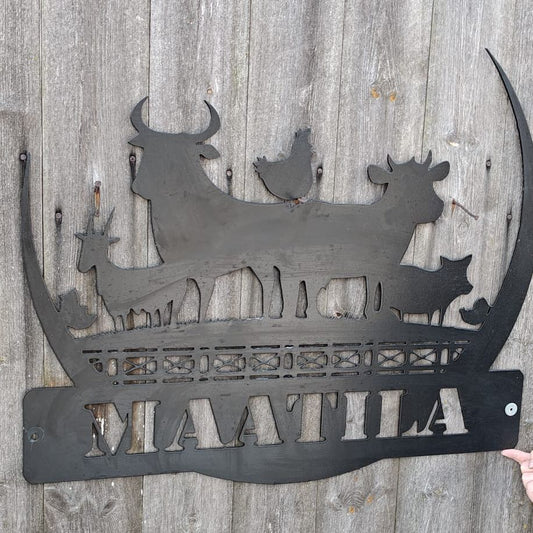 Personoitava maatilaneläimet metallikyltti