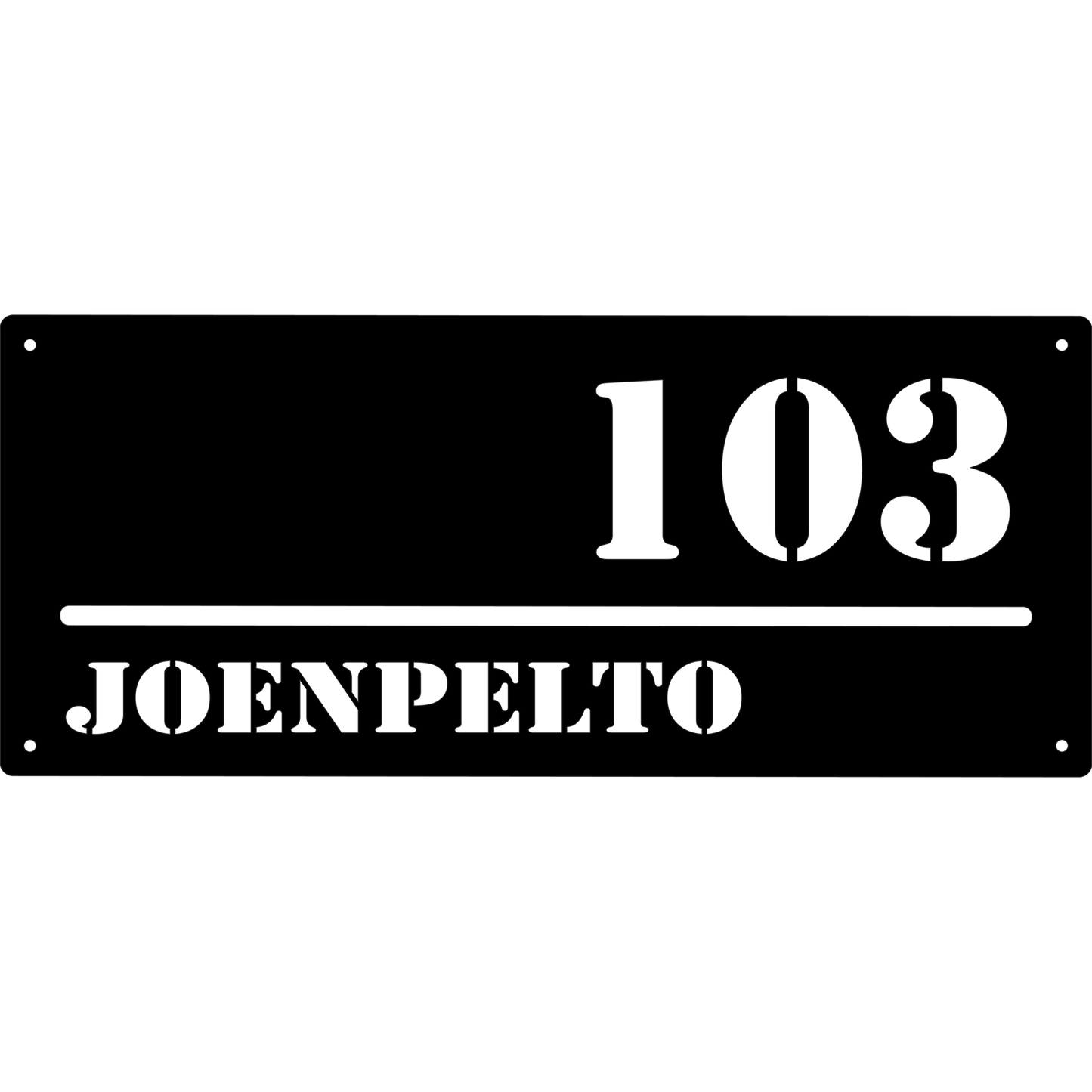 Rouhea metallinen kustomoitava talonumero, jossa yhdistyvät suomalainen muotoilu, tyylikkyys ja kestävyys. Kylttiin voi lisätä talonumeron ja tekstin, kuten sukunimen tai tervetulotoivotuksen. Saatavilla hiiliteräksestä, corten-teräksestä, maalattuna mustana sekä harjatusta tai peilihiotusta RST:stä.