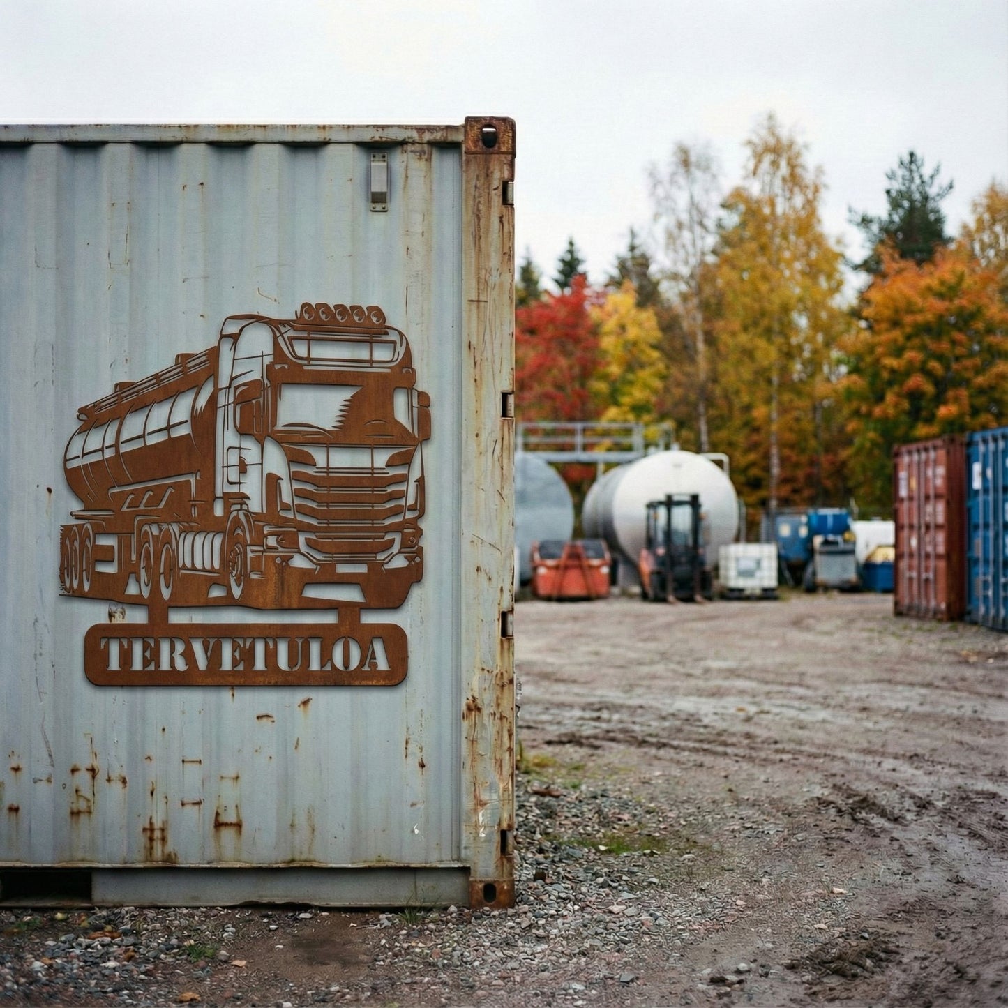 Säiliöauto metallinen seinäkyltti