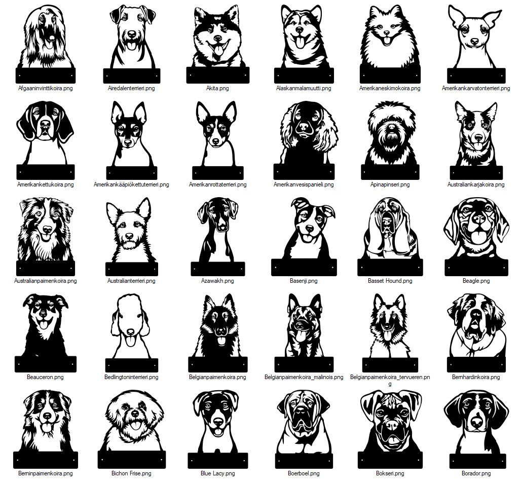 koirarotu luettelo metallitauli koirafiguuri
