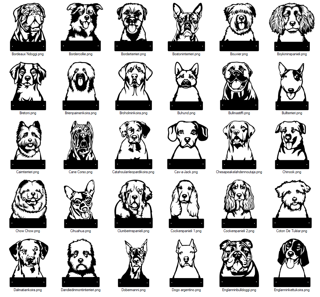 koirarotu luettelo metallitauli koirafiguuri