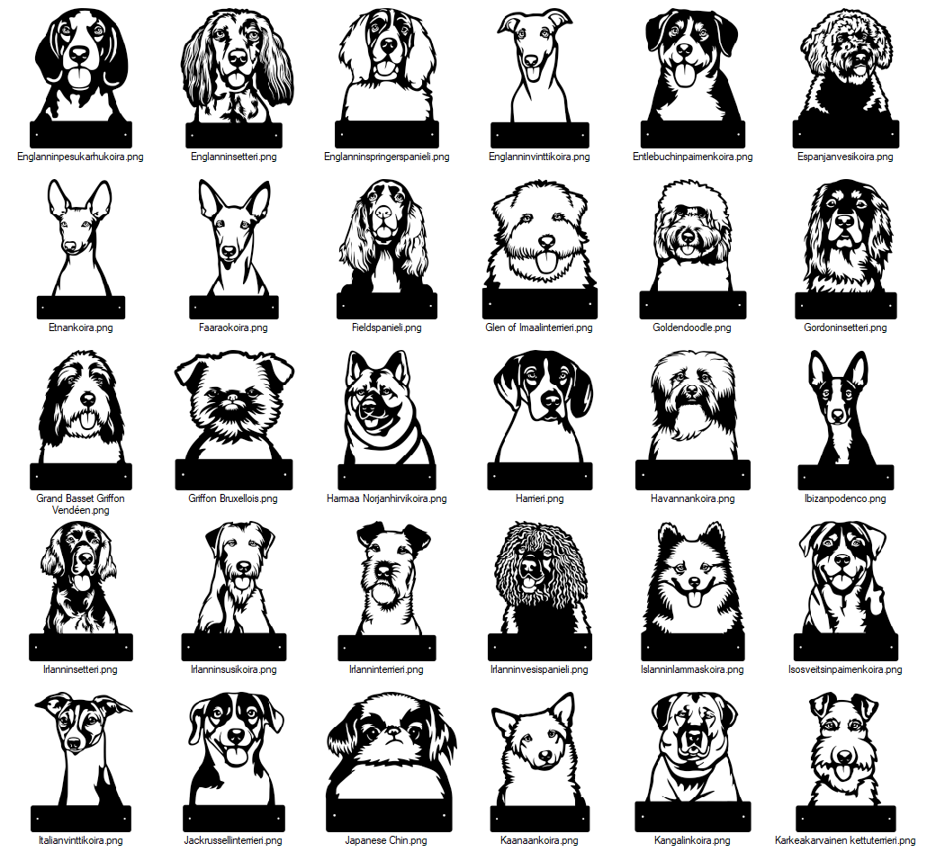 koirarotu luettelo metallitauli koirafiguuri