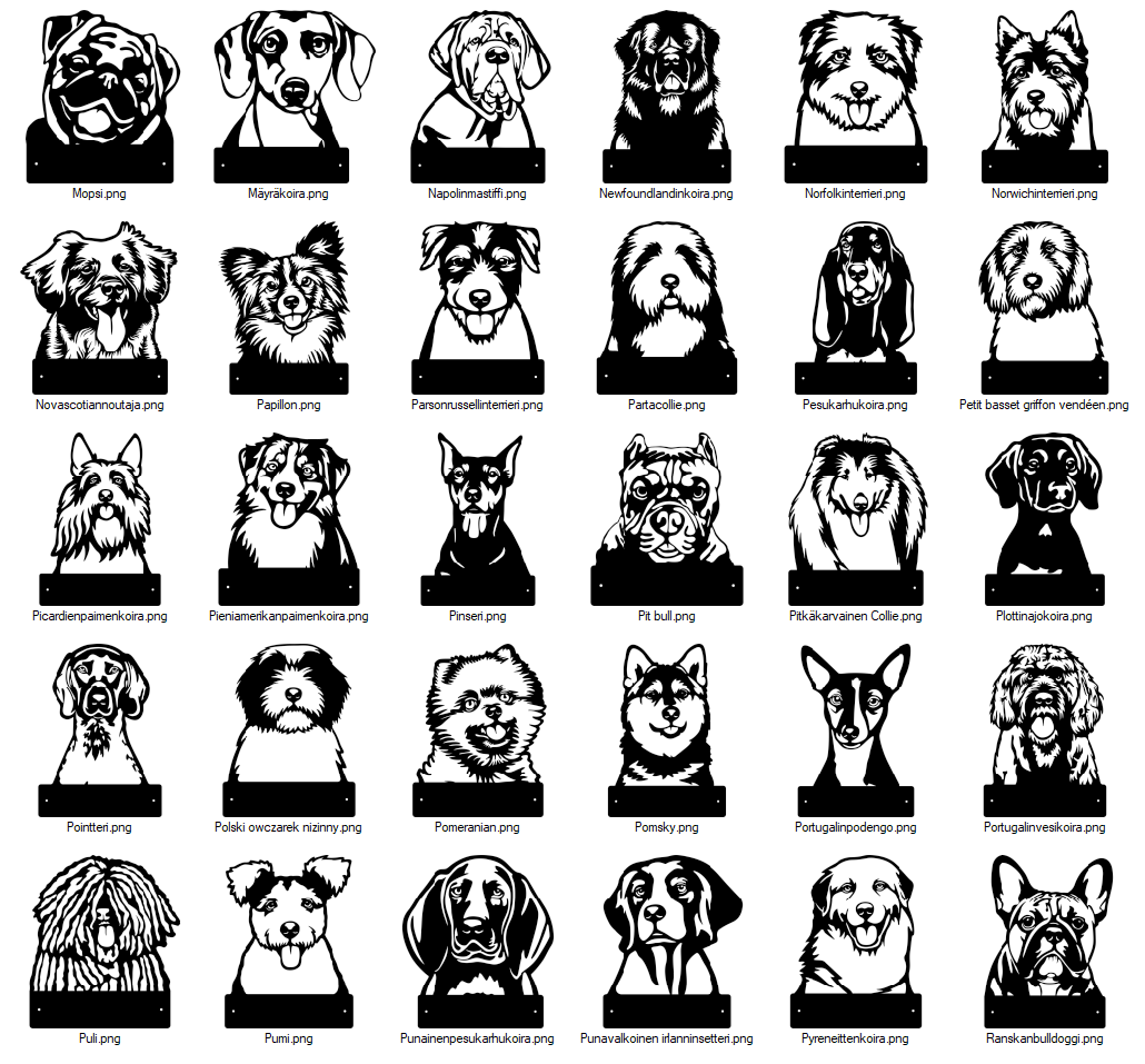 koirarotu luettelo metallitauli koirafiguuri