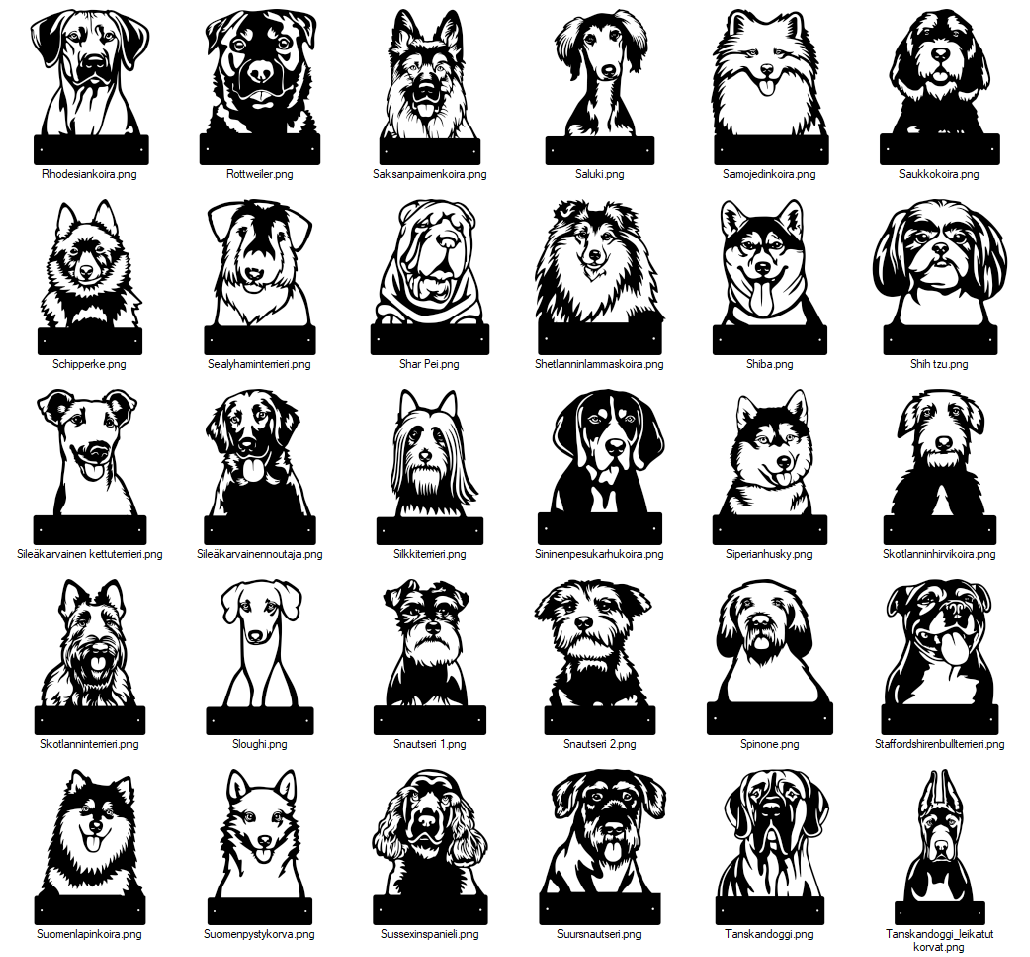 koirarotu luettelo metallitauli koirafiguuri