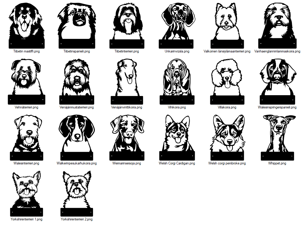 koirarotu luettelo metallitauli koirafiguuri