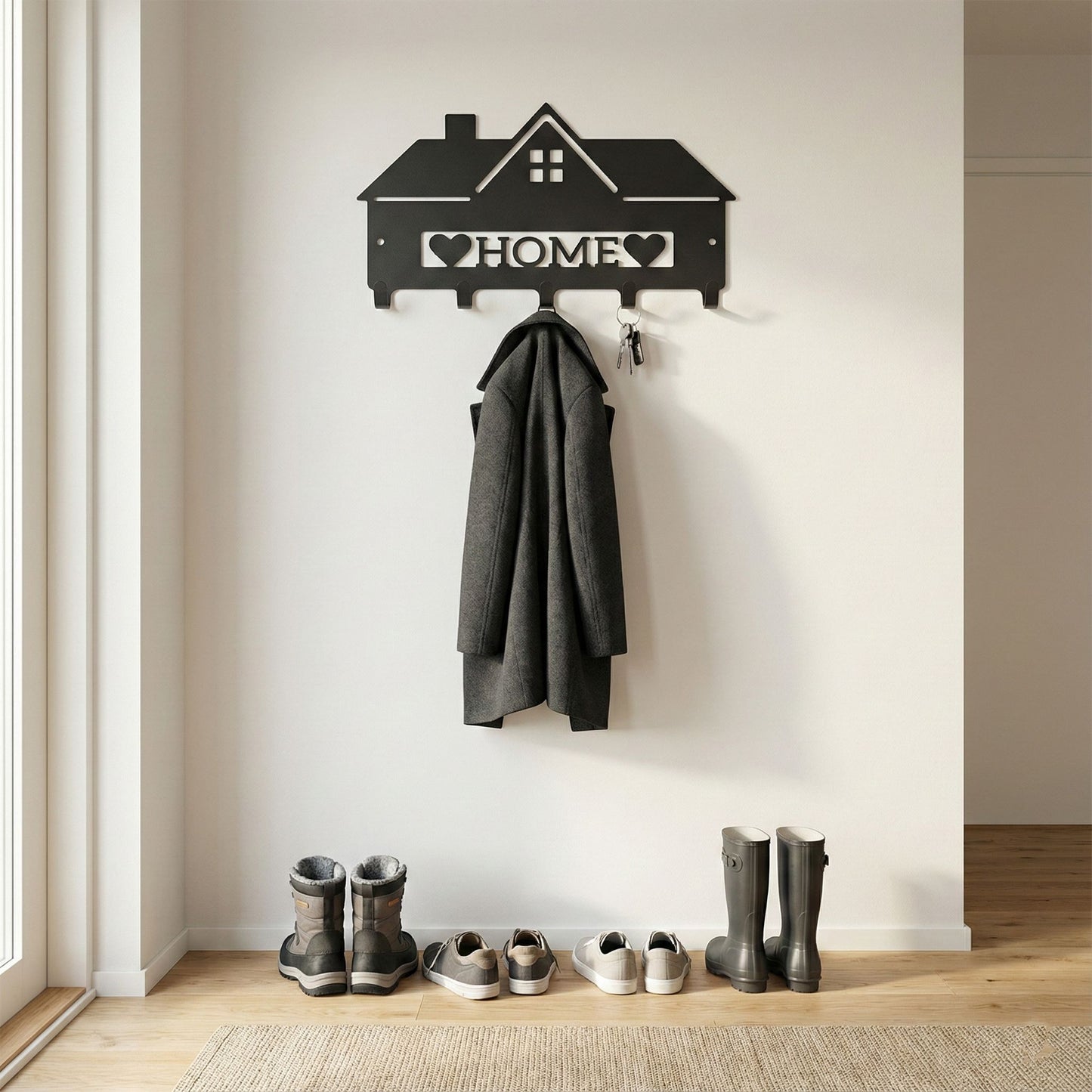 Metallinen seinänaulakko Talo kustomoitavalla tekstillä