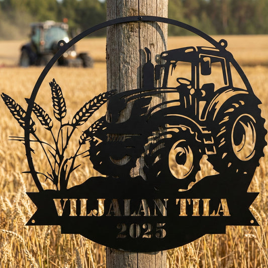 Viljapelto & traktori metallikyltti