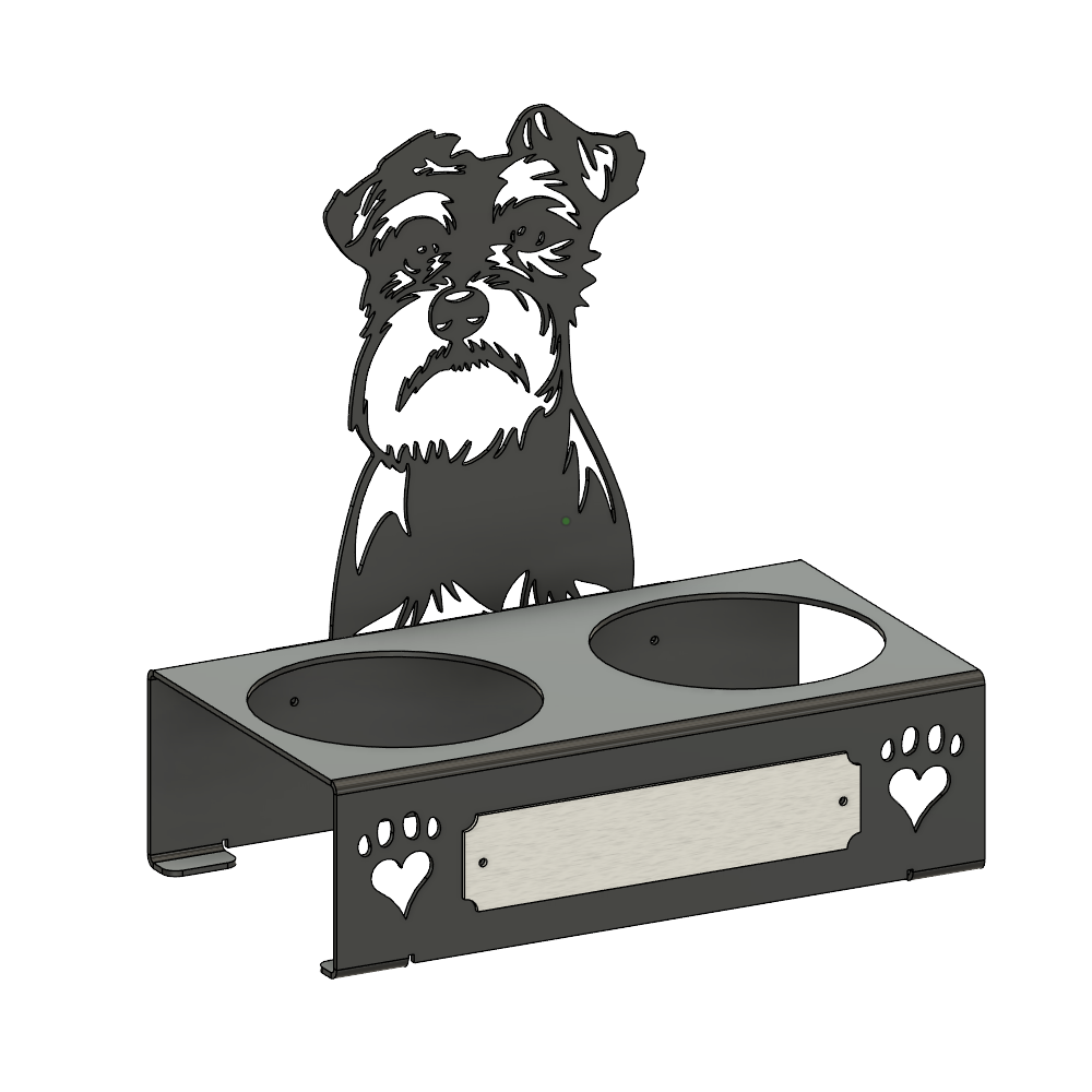 Korotettu S ruokakuppi isolle koiralle painava ja tukeva metallinen ruokakuppiteline, joka on helppo puhdistaa. Kustomoitava ja vaihdettava nimikyltti. Kustomoitava koirarotu. Vähentää koiran närästystä ja toimii samalla tyylikkäänä sisustuselementtinä.